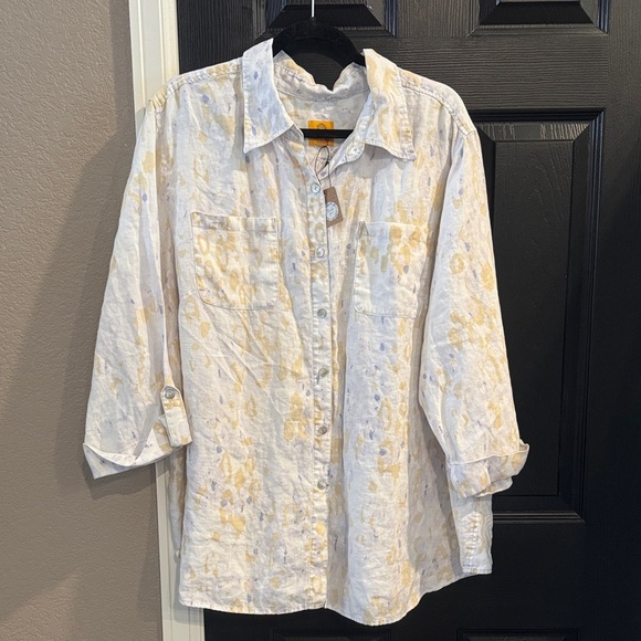 Ruby Rd. Cream and Yellow Shirt - Picture 1 of 6
